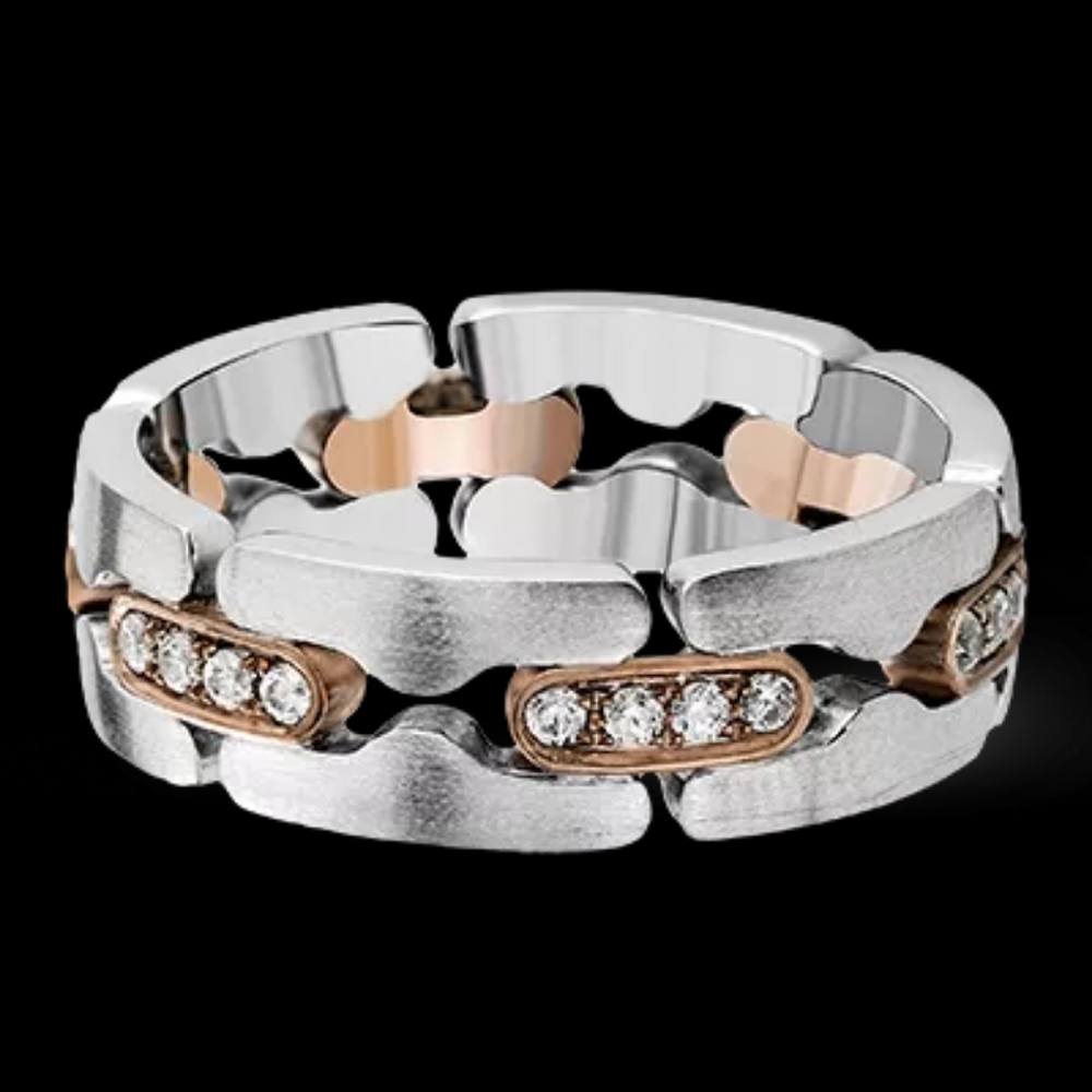 New Unisex Two Tone Diamond Ring - Picture 3 of 5
